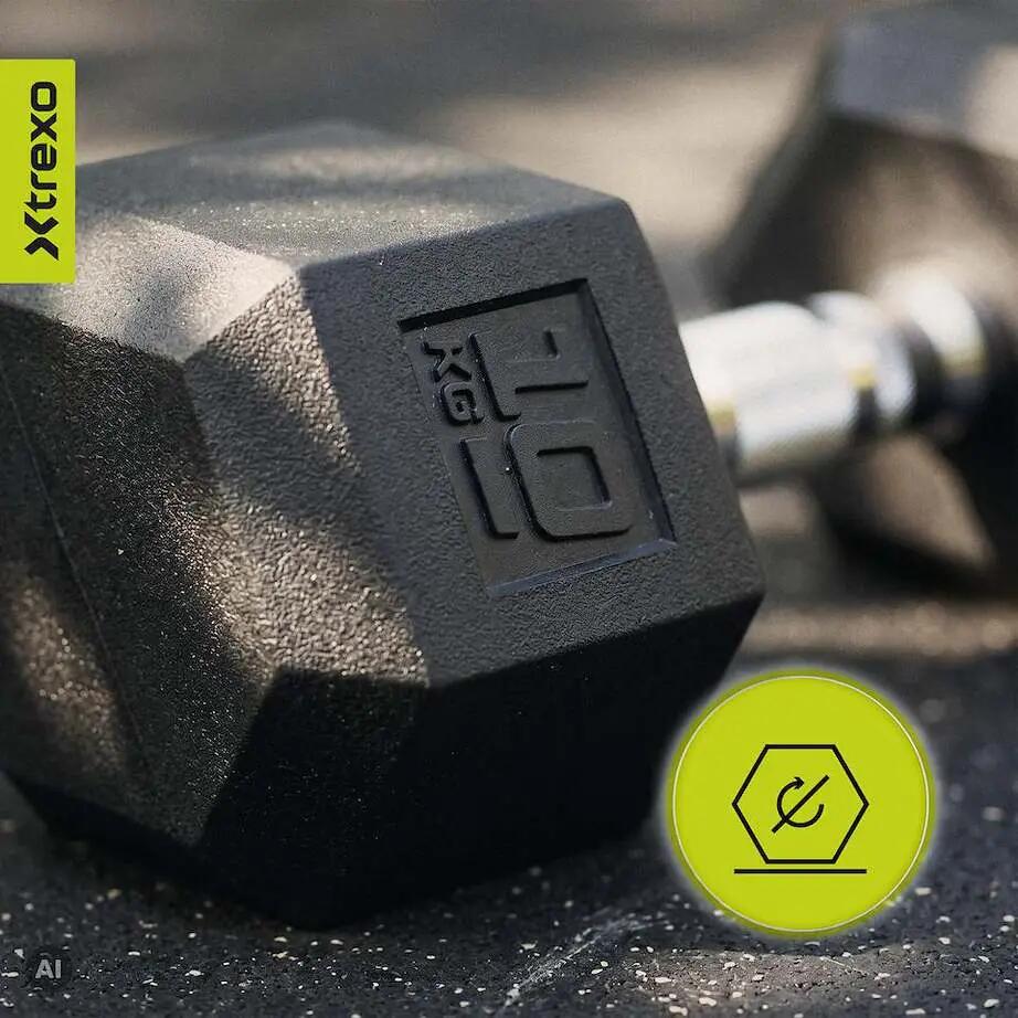 XTREXO Haltère caoutchouté Hex 10 kg 7/11
