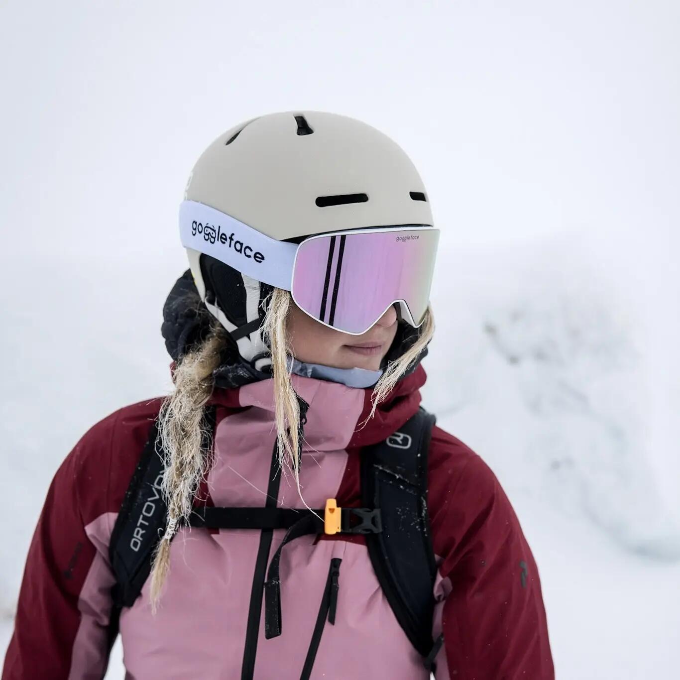 Ski/ snowboardbril - Straight Line wit/ roze - UNISEX 3/5