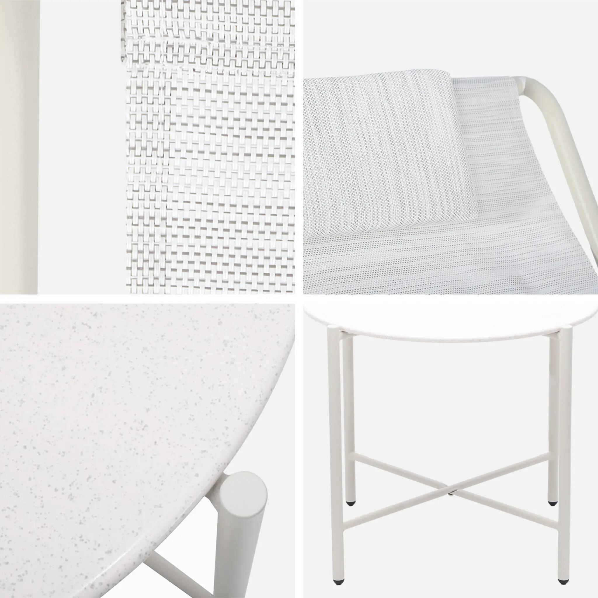 Conjunto de 2 cadeiras de jardim reclináveis com mesa redonda em aço, Bege 8/8