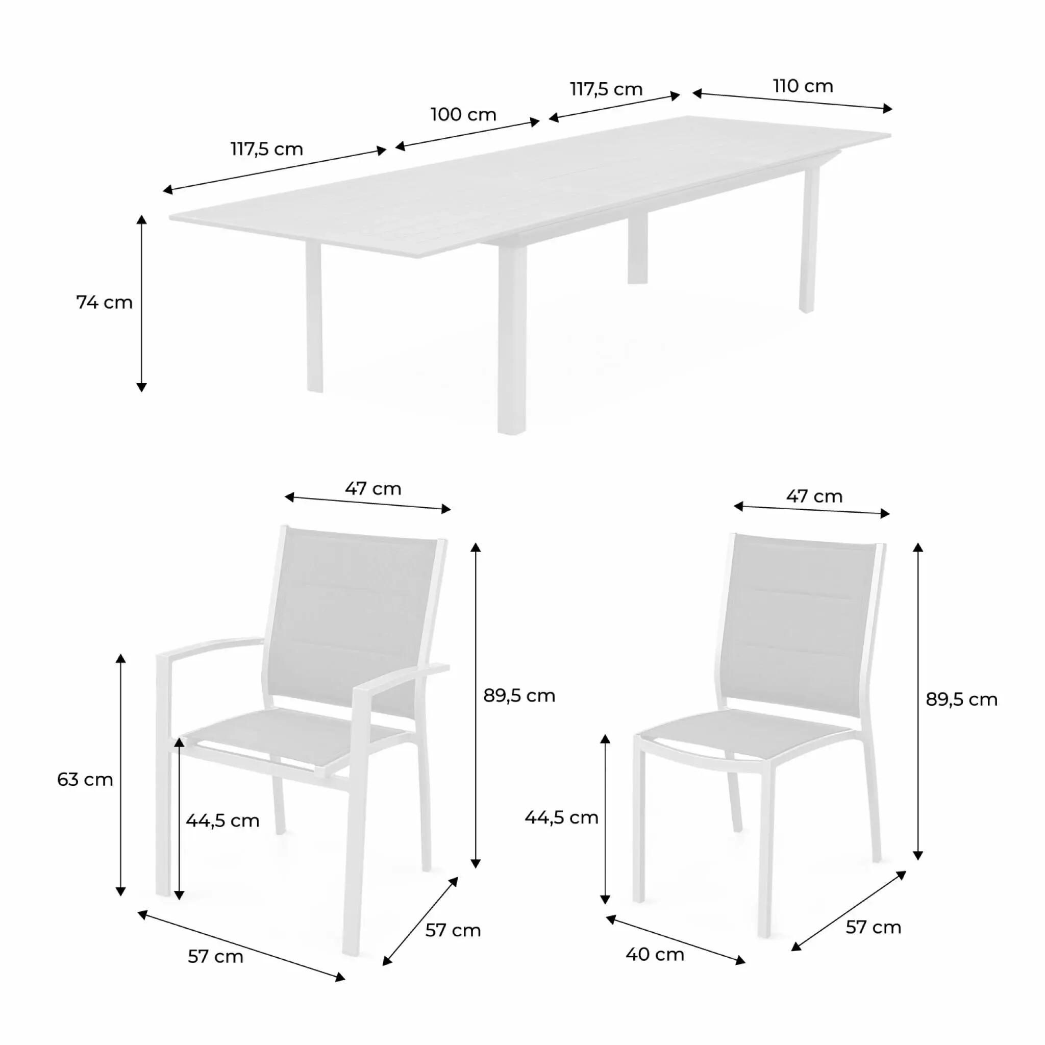 Mesa de jardín extensible de aluminio con 10 sillas, Antracita 9/9