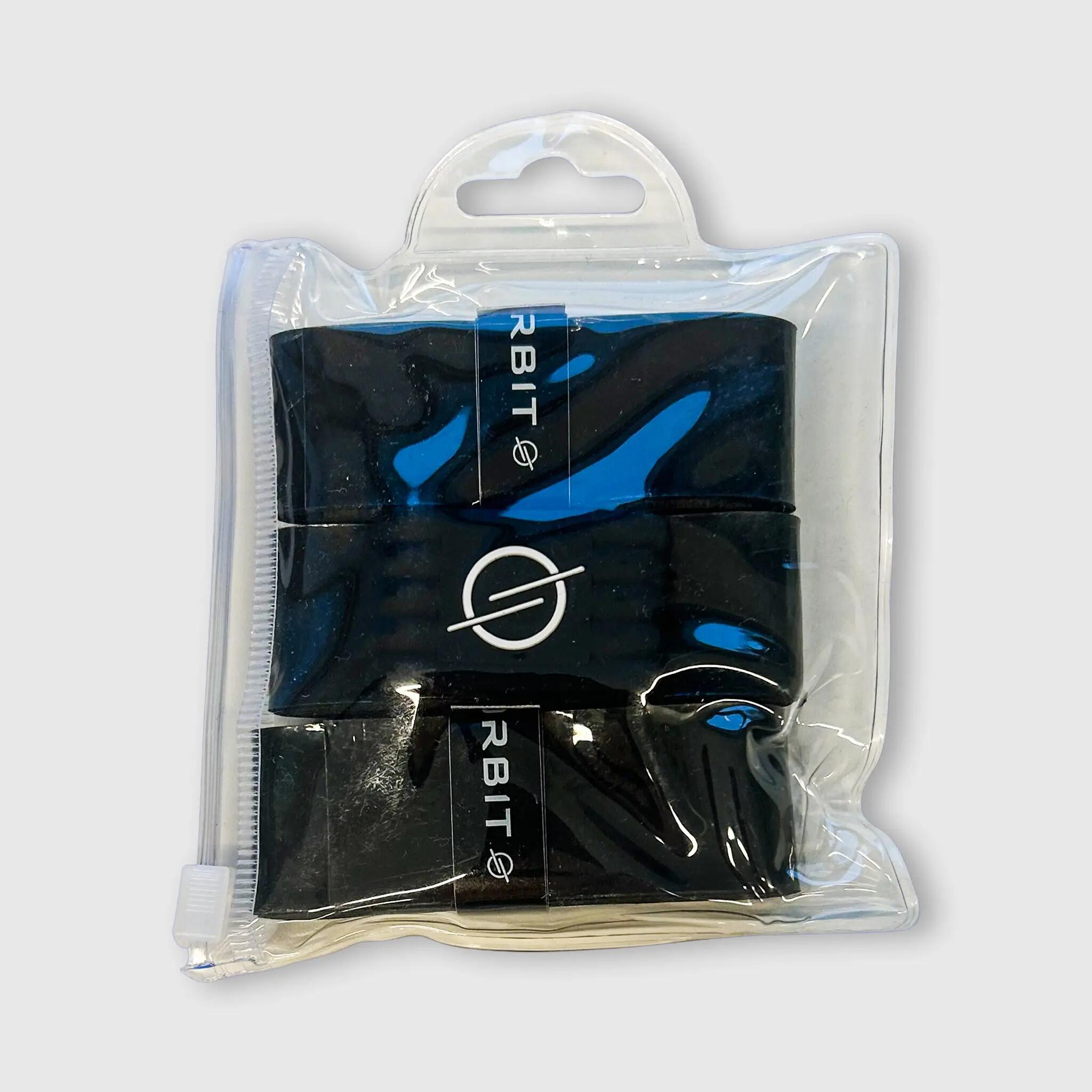 Surgrip Padel Unisexe Lot de 3 Noir avec Anneau en Caoutchouc 3/4