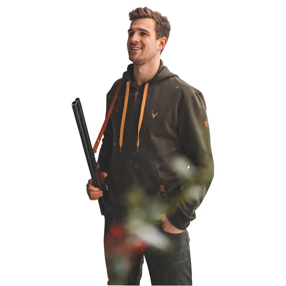 Herren - Jagd-Sweatshirtjacke - Kapuze, Taschen - Zawul - oliv 3/3