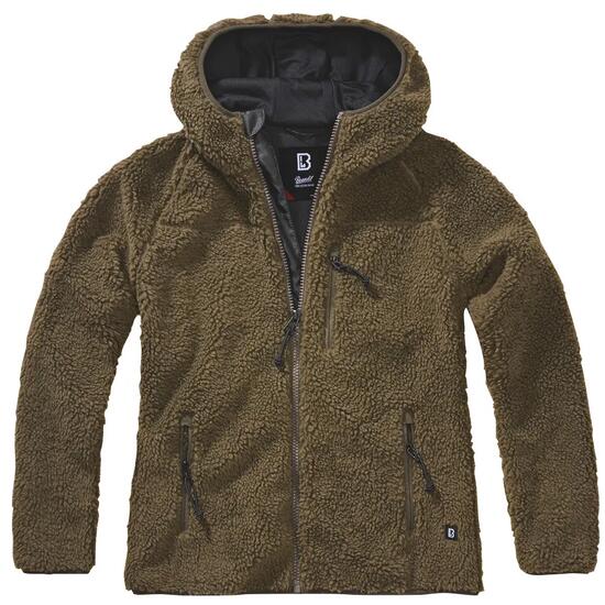 Damen - Teddyfleecejacke mit Kapuze - oliv