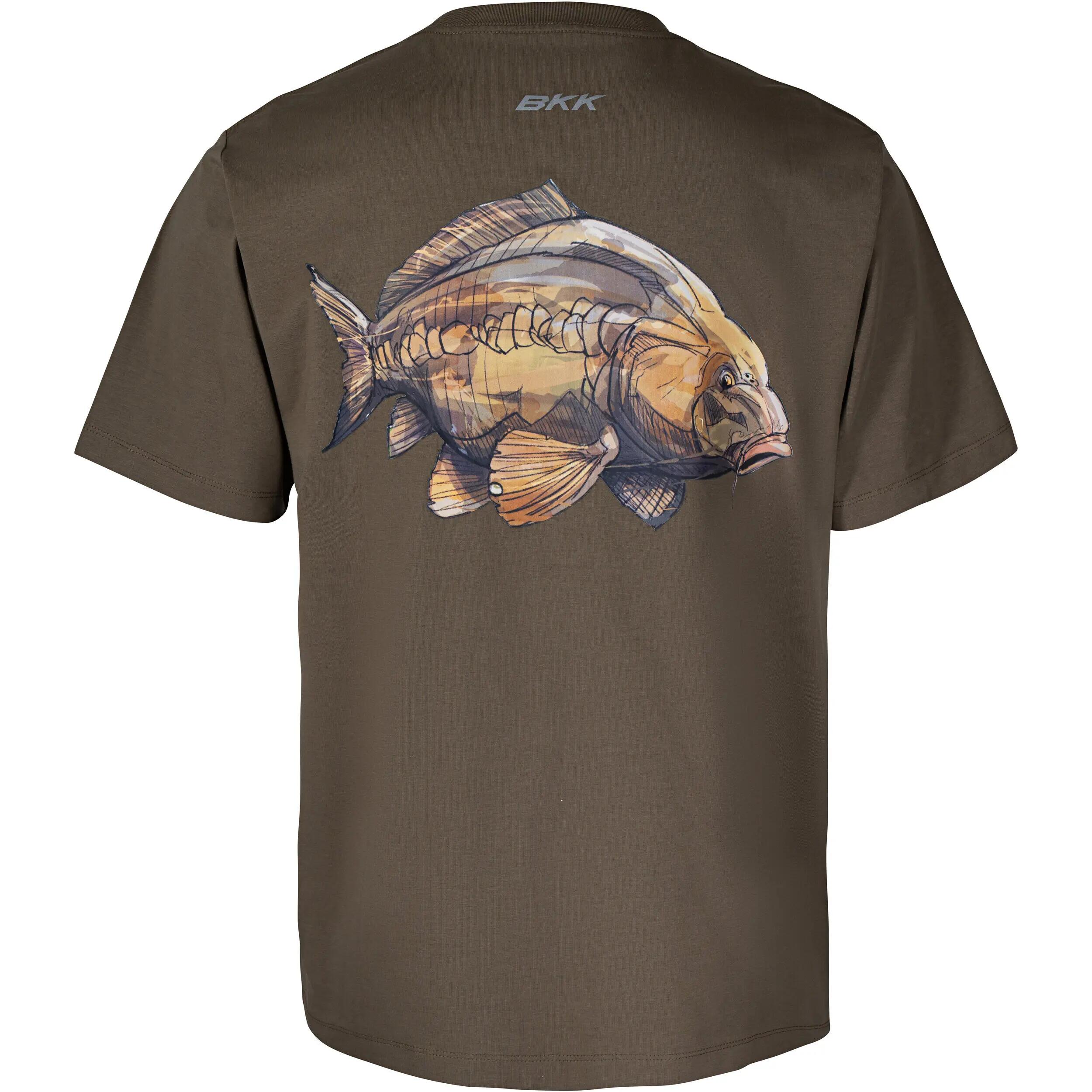 Herren - Angeln - T-Shirt - kurzärmelig, Stretch - Karpfenmotiv - grün 3/3