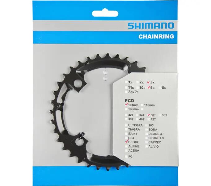 Shimano Deore 36T Silver Chainring 104mm 3/7