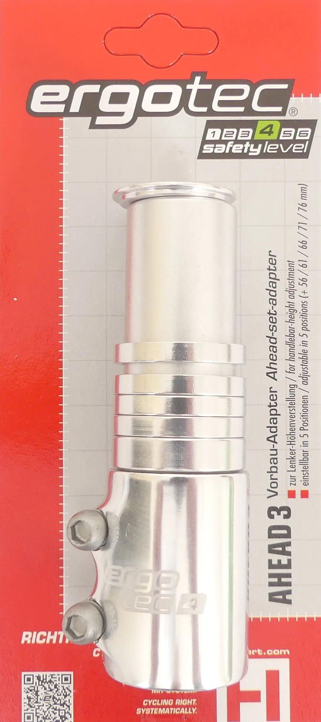 Rallonge de Potence Ergotec Ahead 3 - 1-1/8" AL6061 T6 - Argenté 2/4