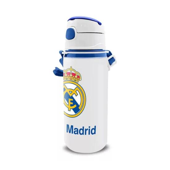 Real Madrid aluminium bidon met drinktuit en draagriem 600 ml meerkleurig