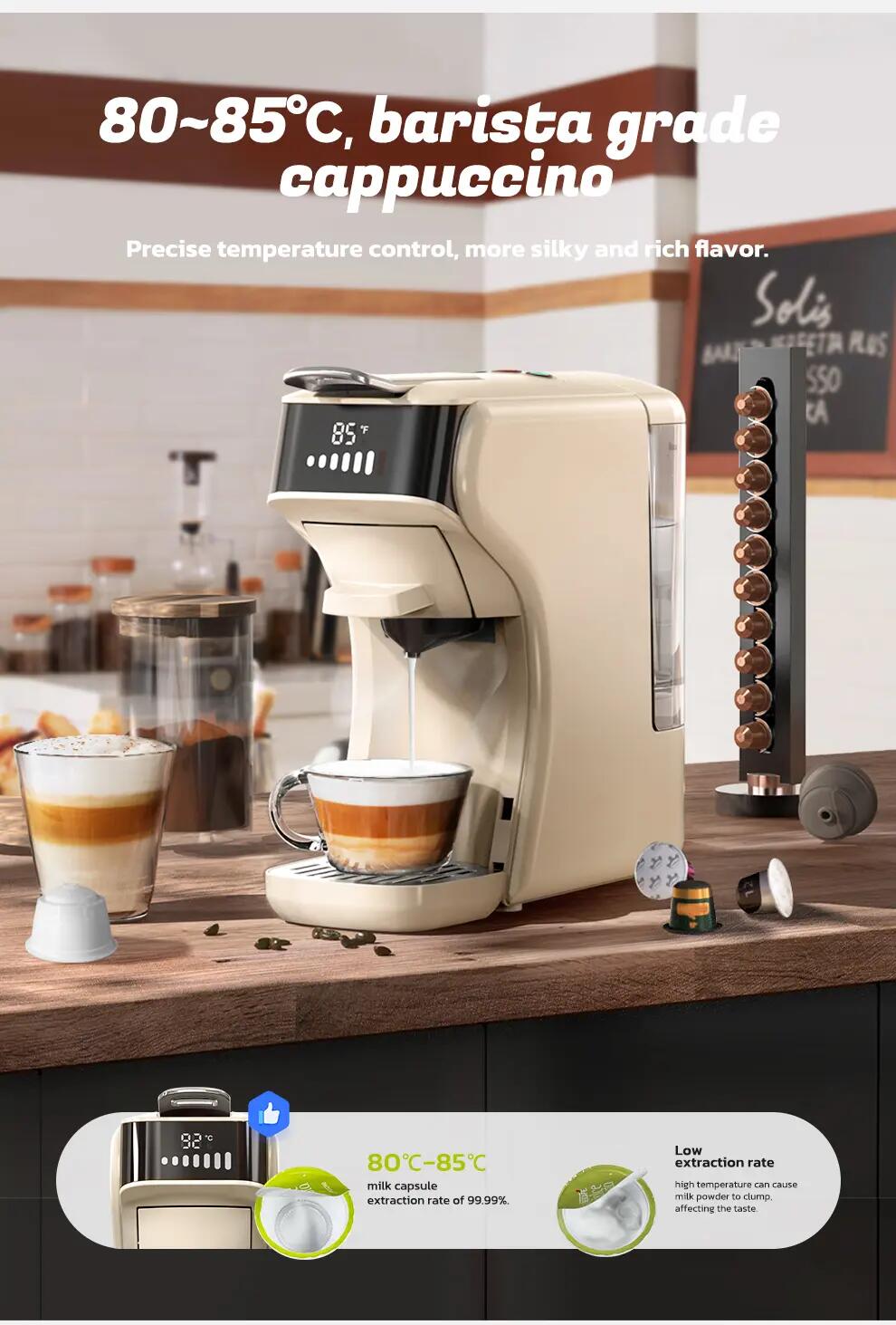 HiBREW H1B 6v1 kapslový kávovar, 20 bar, kontrola teploty 5/12