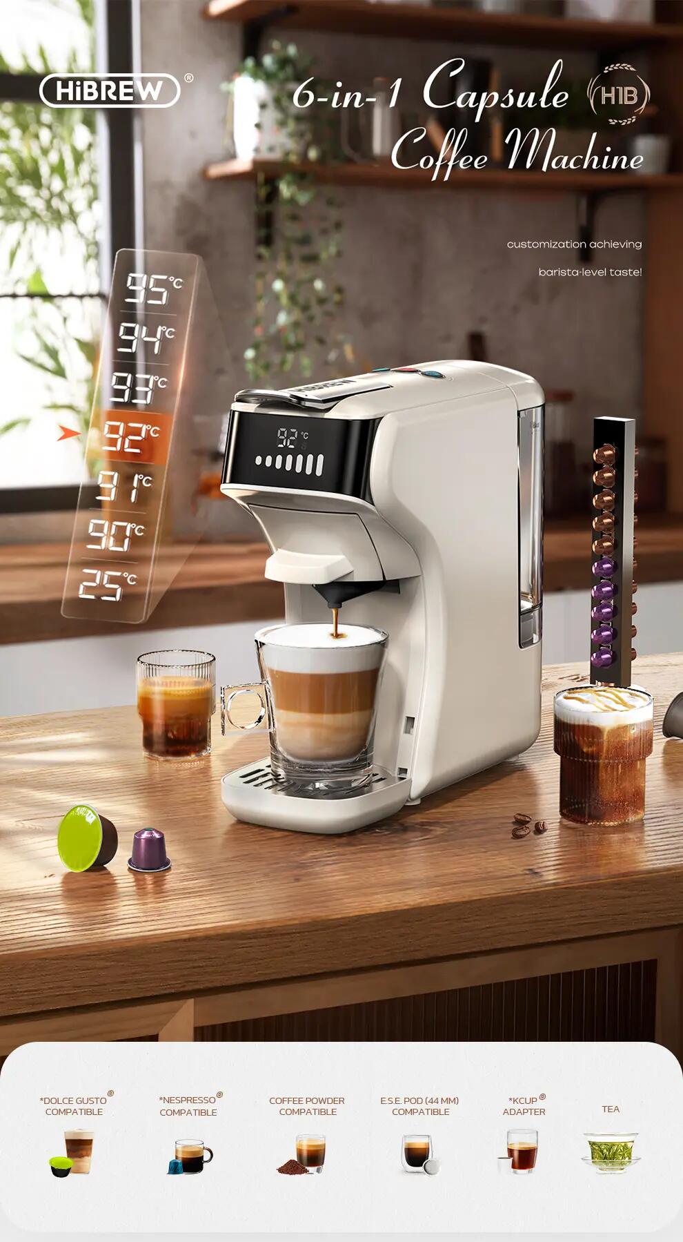 HiBREW H1B 6v1 kapslový kávovar, 20 bar, kontrola teploty 2/12