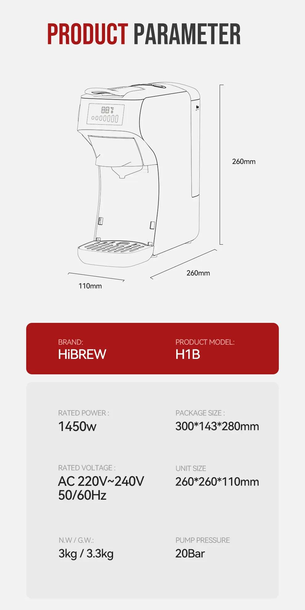 HiBREW H1B 6v1 kapslový kávovar, 20 bar, kontrola teploty 12/12