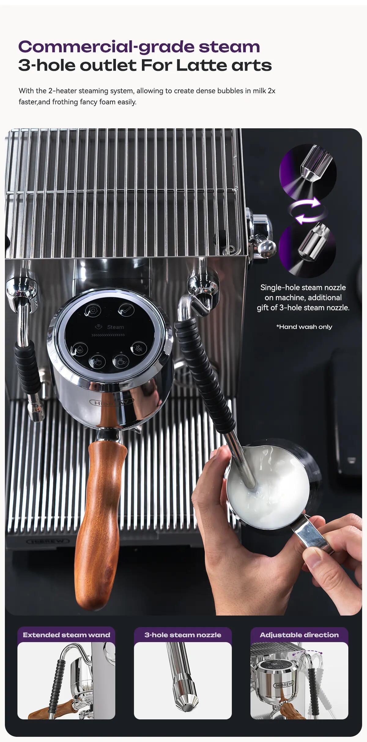 HiBREW H21 espresso kávovar, tlak pumpy 15 bar, para 5 bar 8/15