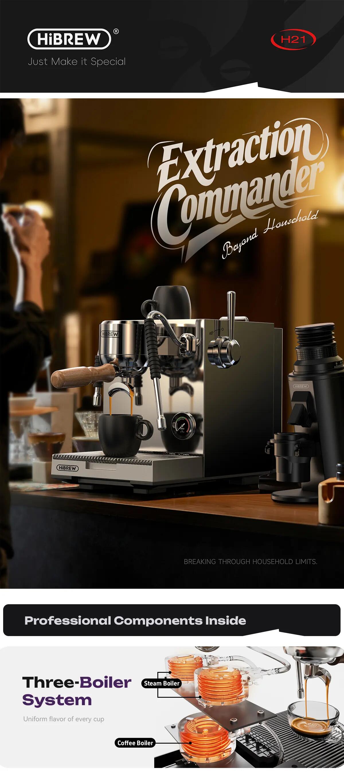 HiBREW H21 espresso kávovar, tlak pumpy 15 bar, para 5 bar 2/15