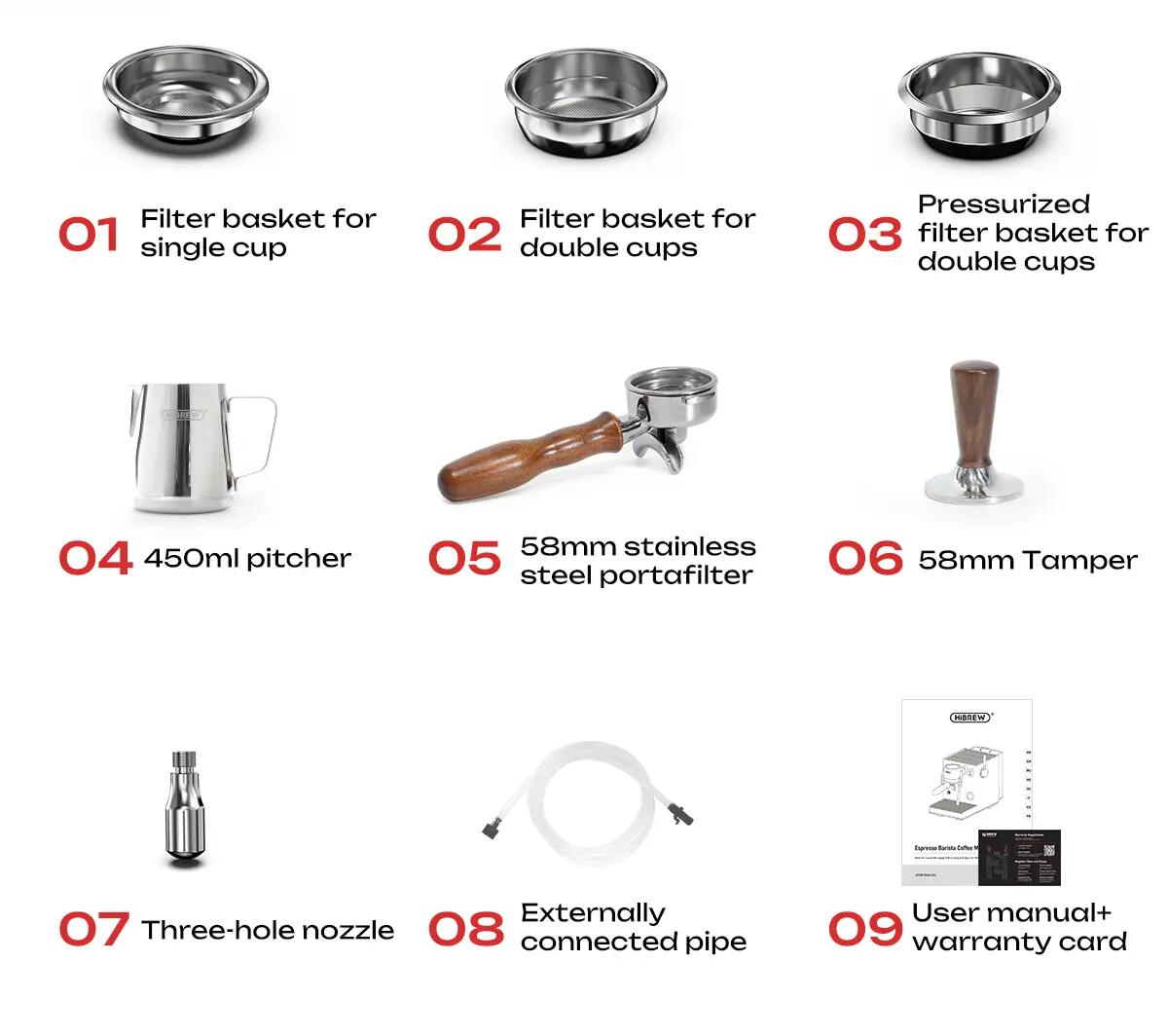 HiBREW H21 espresso kávovar, tlak pumpy 15 bar, para 5 bar 15/15