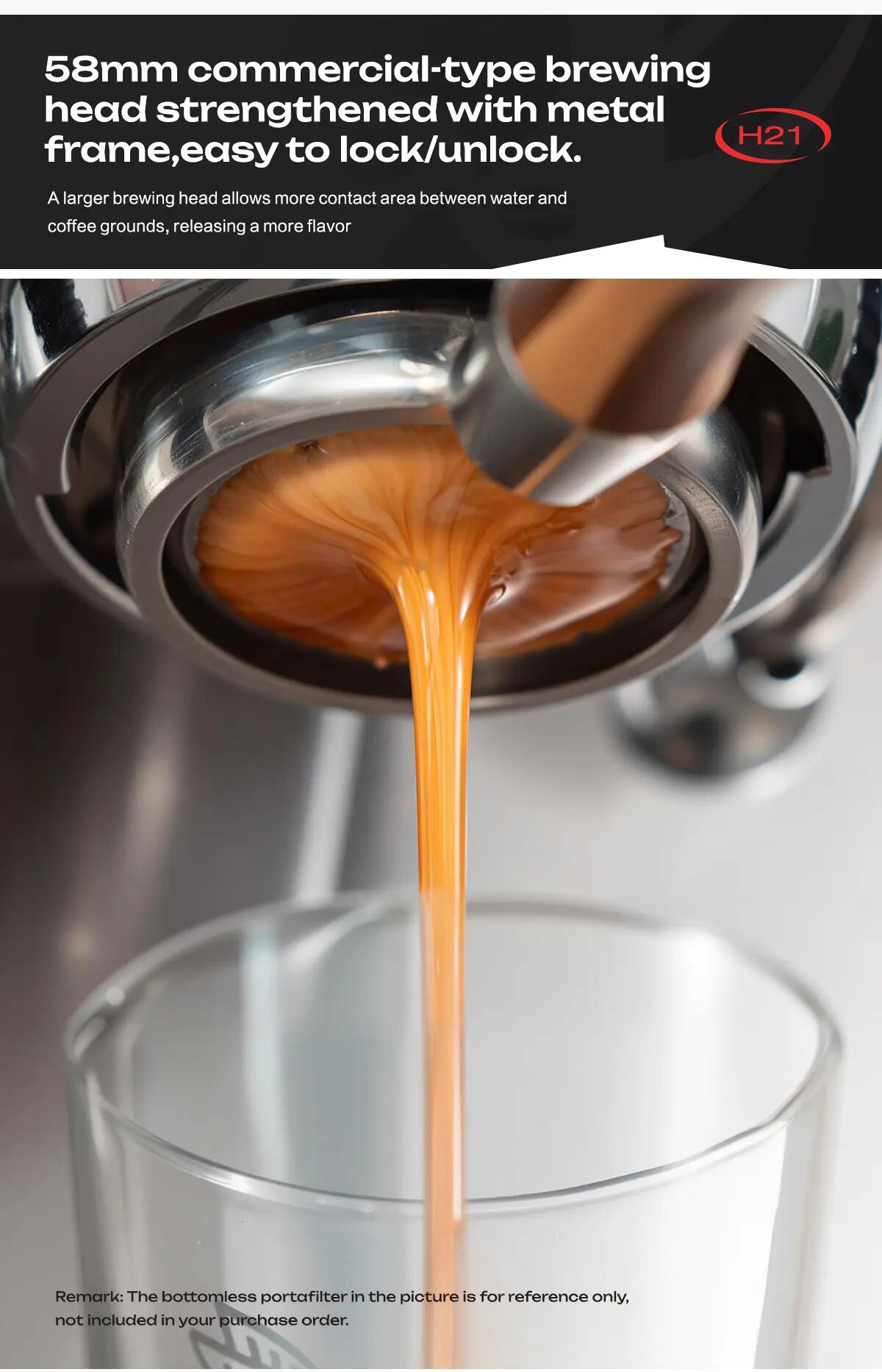 HiBREW H21 espresso kávovar, tlak pumpy 15 bar, para 5 bar 10/15