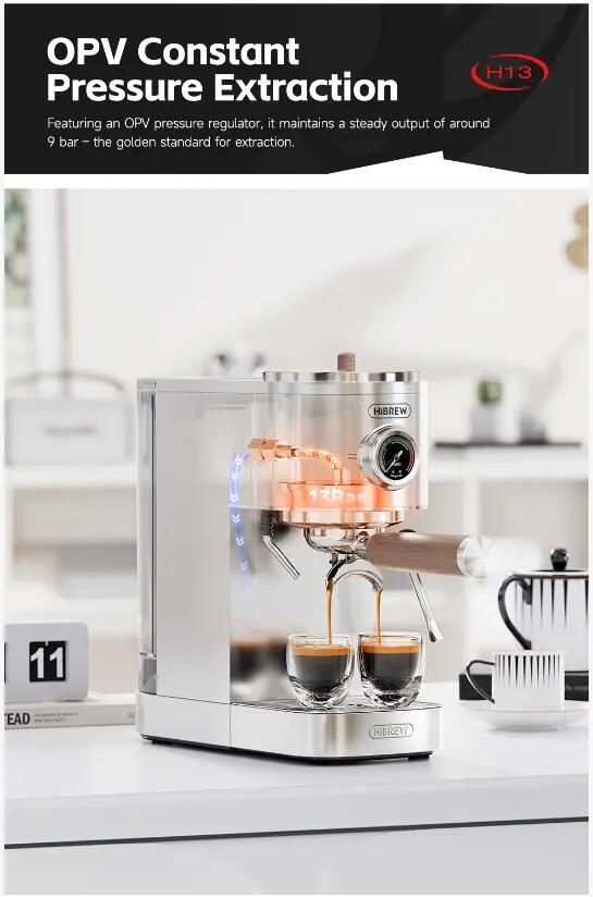 HiBREW H13 espresso kávovar s dvojitým kotlom, tlak 20 bar 9/15