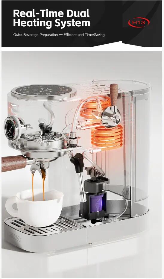 HiBREW H13 espresso kávovar s dvojitým kotlom, tlak 20 bar 8/15
