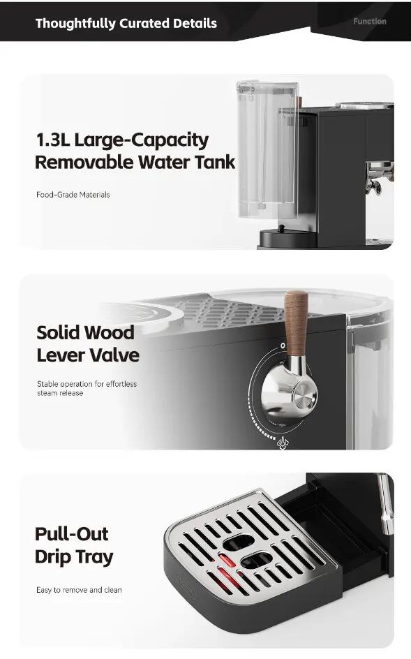 HiBREW H13 espresso kávovar s dvojitým kotlom, tlak 20 bar 13/15