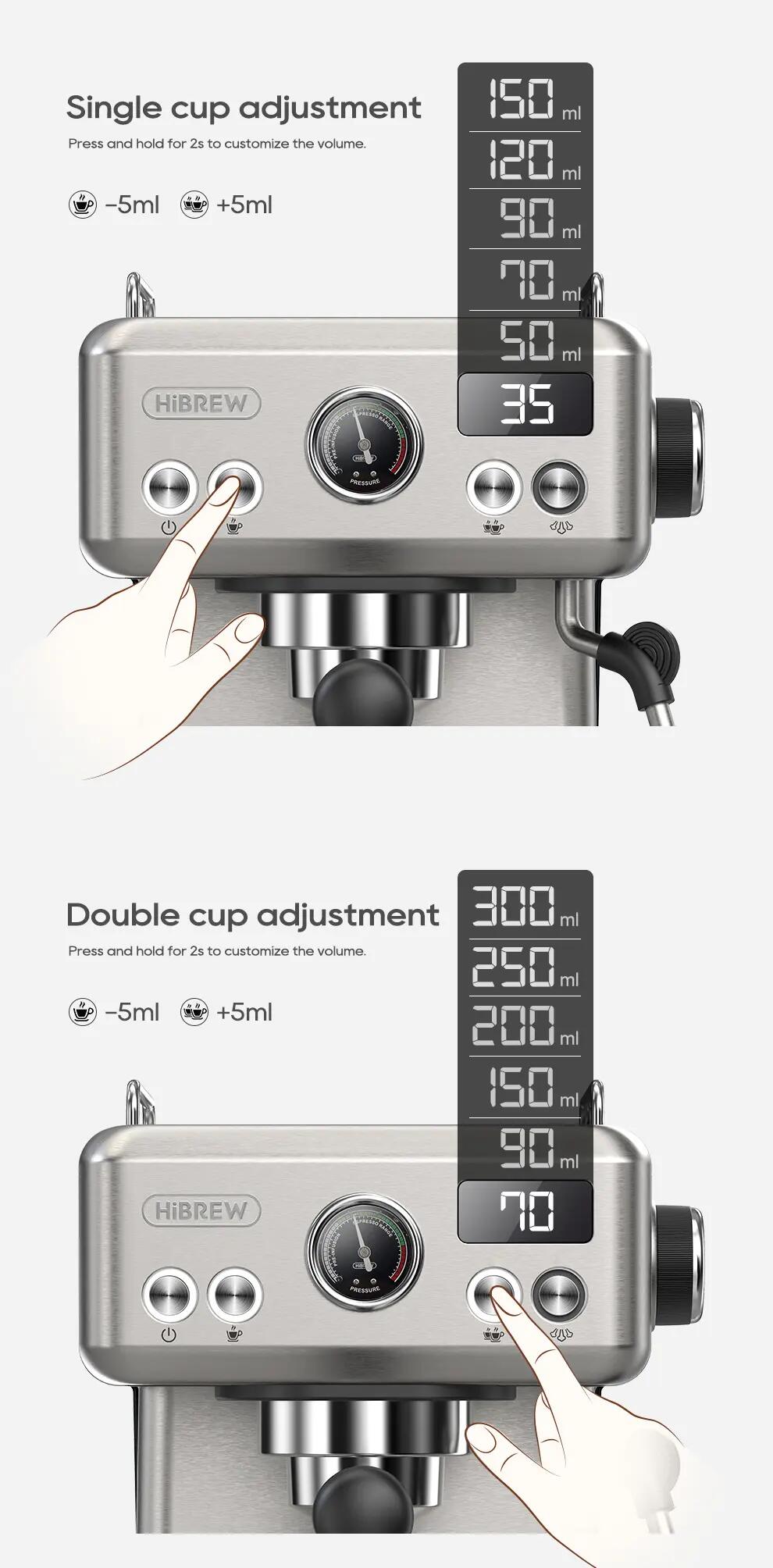 HiBREW H10A poloautomatický kávovar na espresso, 20 bar 5/15