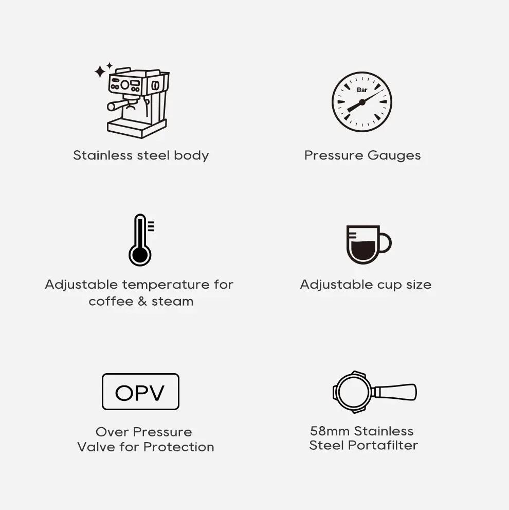 HiBREW H10A poloautomatický kávovar na espresso, 20 bar 2/15