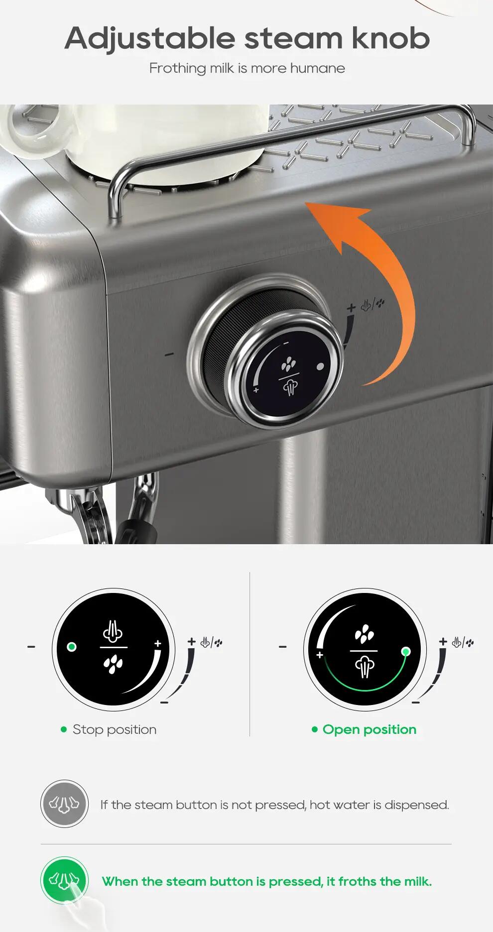 HiBREW H10A poloautomatický kávovar na espresso, 20 bar 11/15