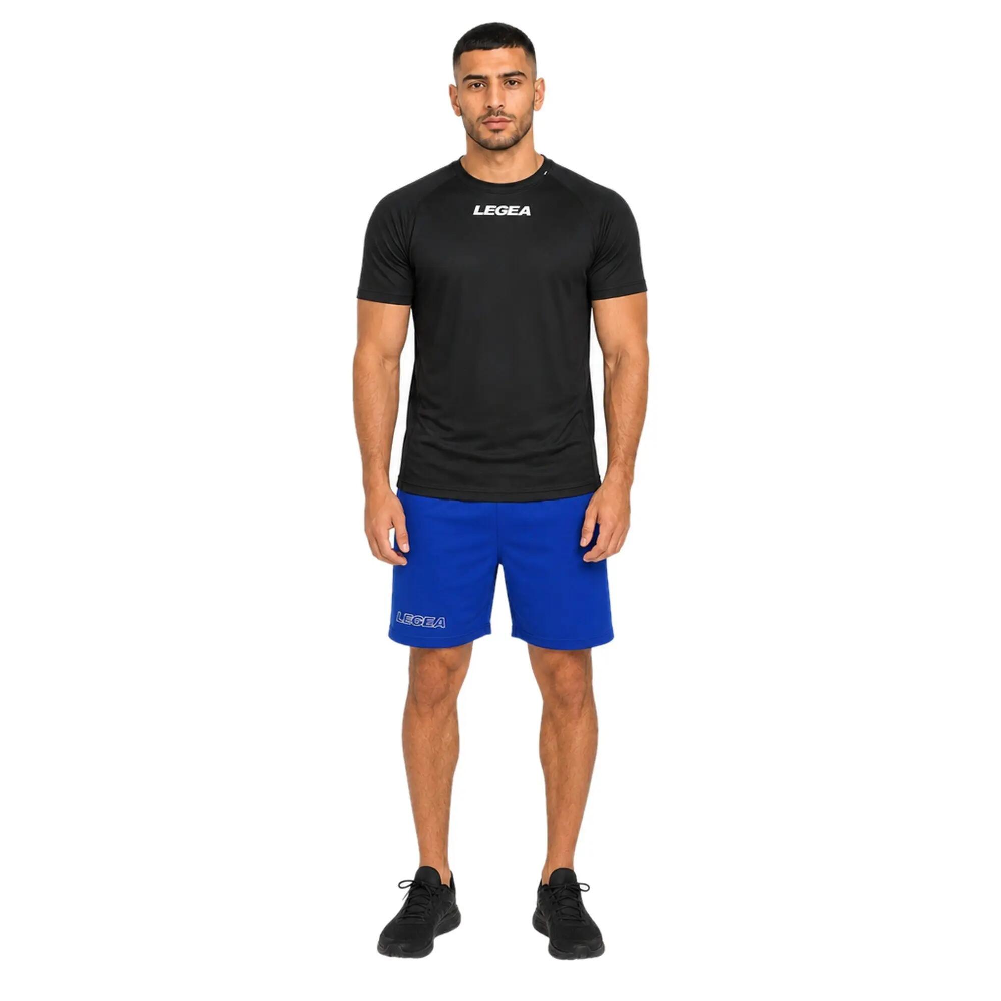Bermuda running con tasche e vita elastica azzurro 2/4