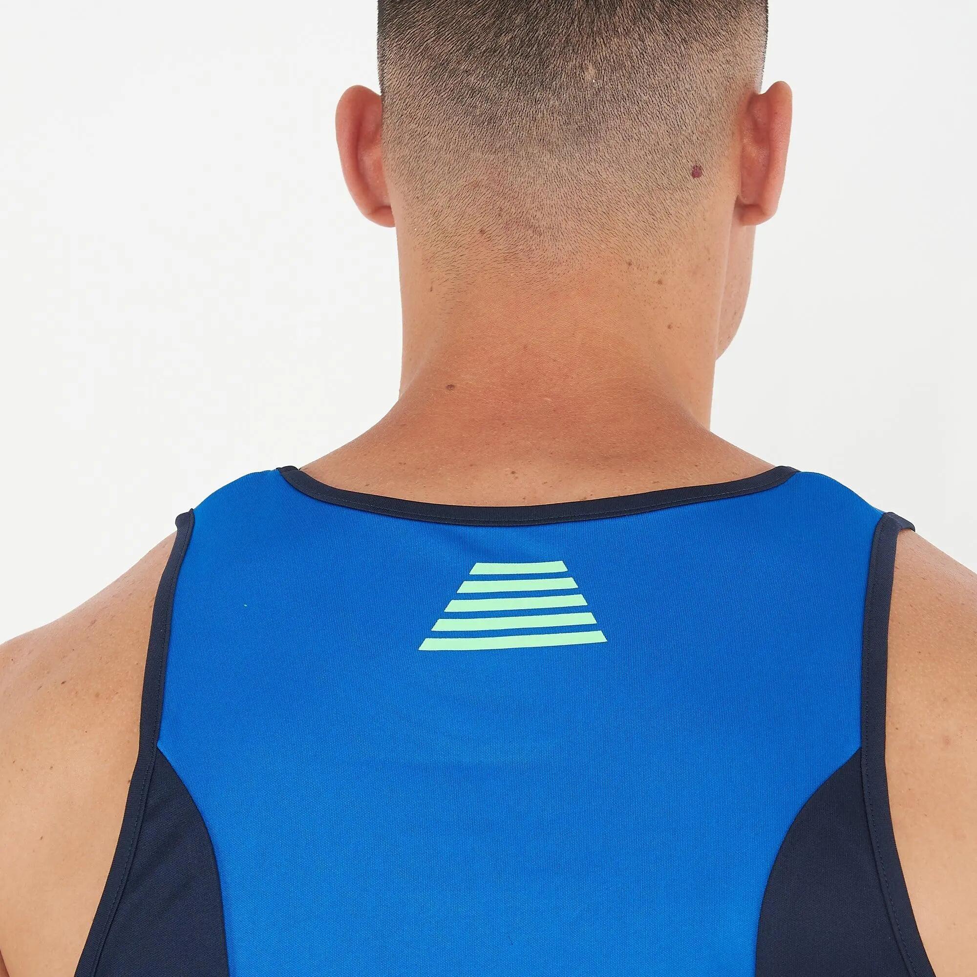 Camiseta sin mangas de atletismo unisex TAHITI azul marino y azul claro fluo 6/7