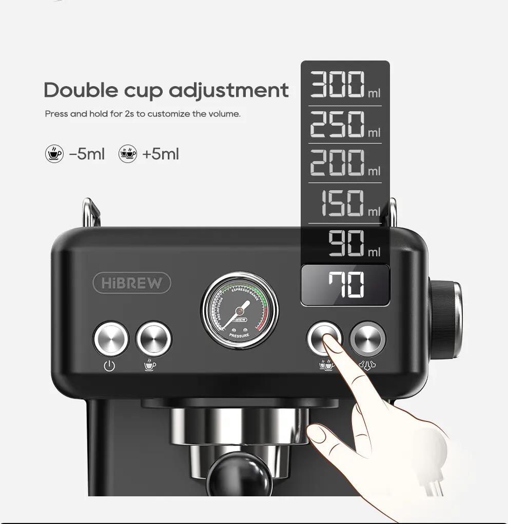 HiBREW H10A poloautomatický kávovar na espresso, 20 bar 8/15