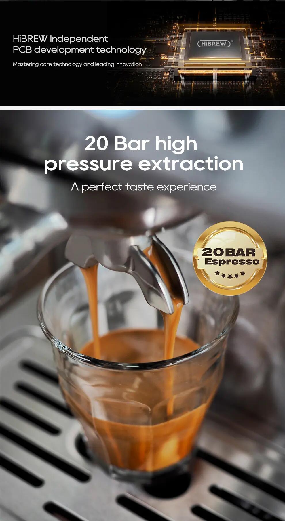HiBREW H10A poloautomatický kávovar na espresso, 20 bar 6/15