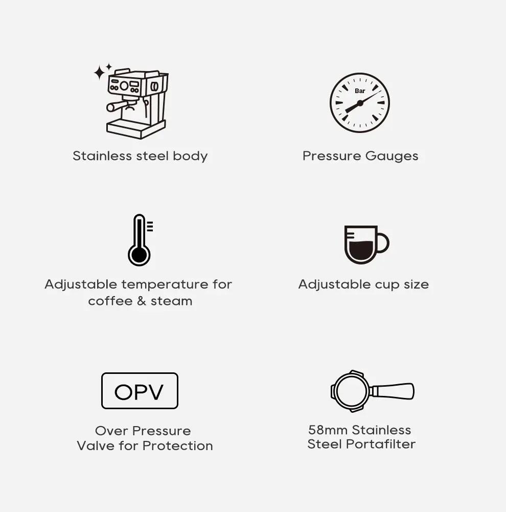 HiBREW H10A poloautomatický kávovar na espresso, 20 bar 3/15