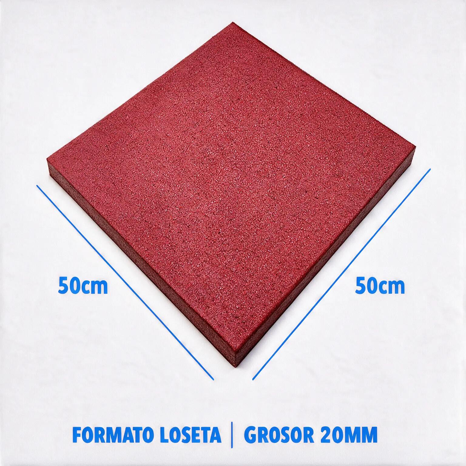 ARQUICAUCHO Placa de Borracha para Ginásio Pack 12. 50x50cm x 20mm Vermelho 1/8