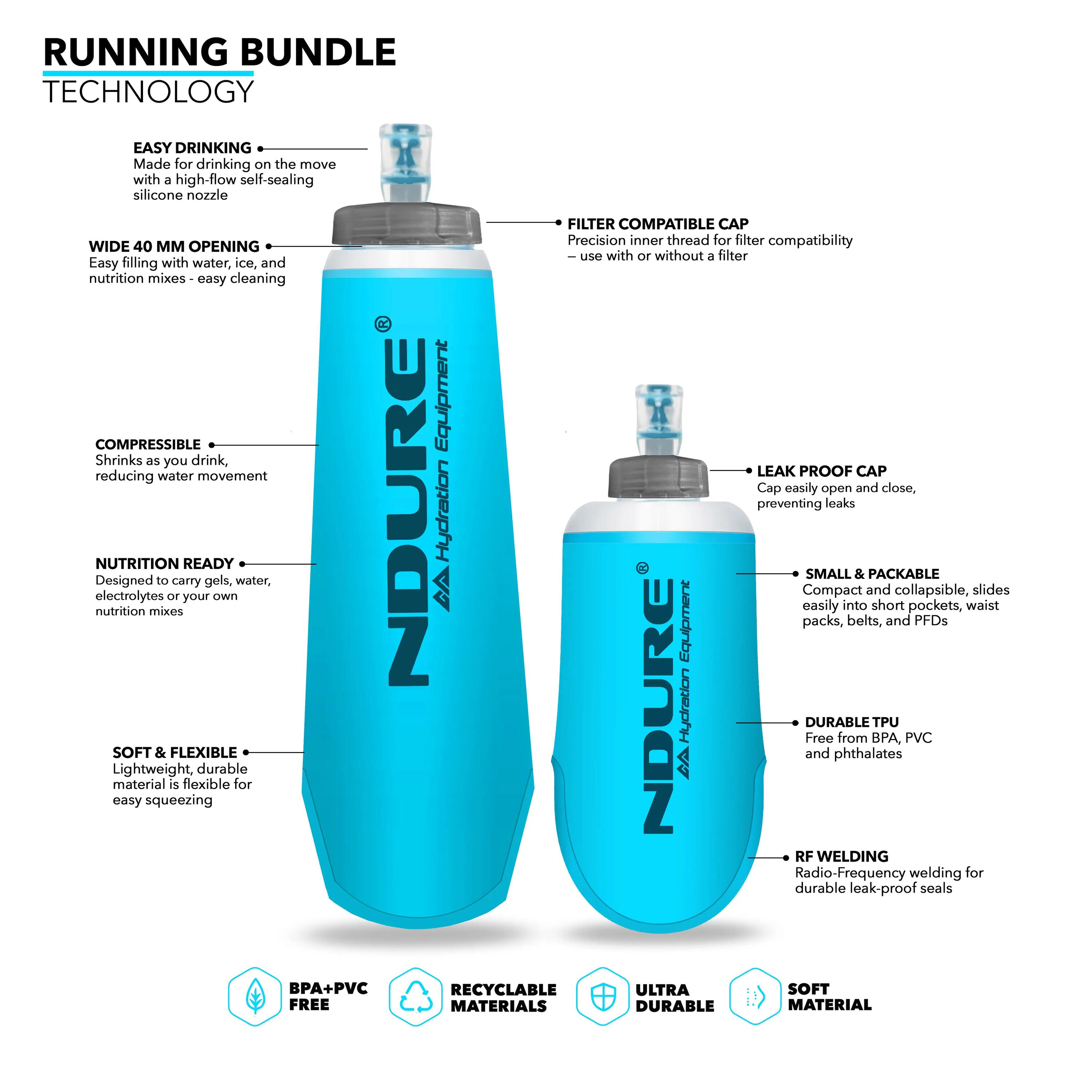 Road Running Bundle - Set di 4 Borracce Flessibili Pieghevoli 3/5