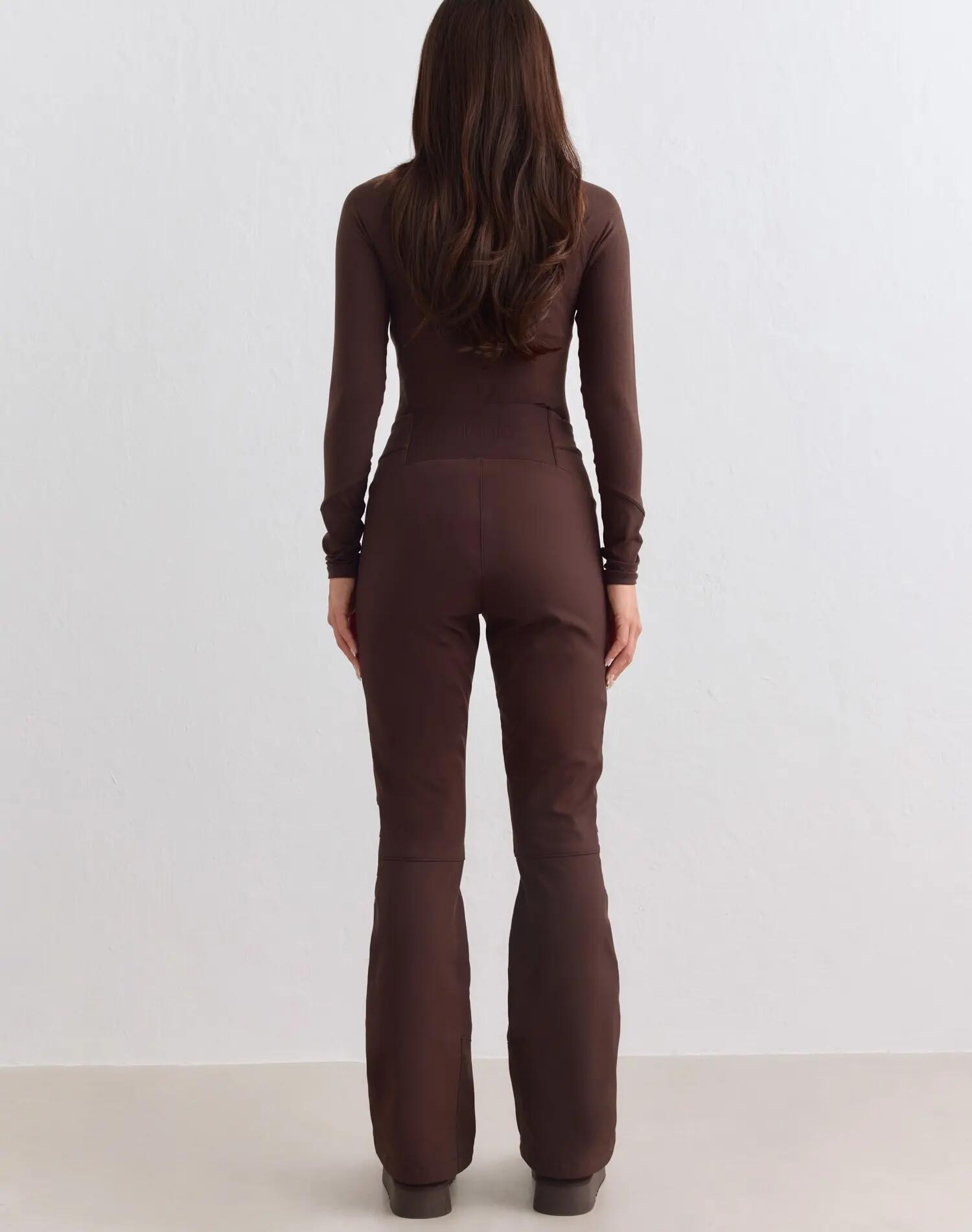 Damen Hose Weichschale Florfutter Wasserabweisend Dehnbar Warm Schokoladenbraun 2/6