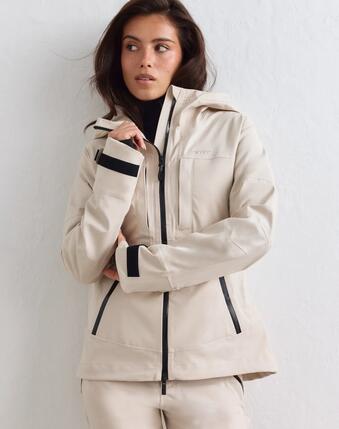Damen Skijacke Normale Passform 3L Sierra Beige
