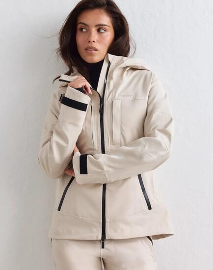 Damen Skijacke Normale Passform 3L Sierra Beige