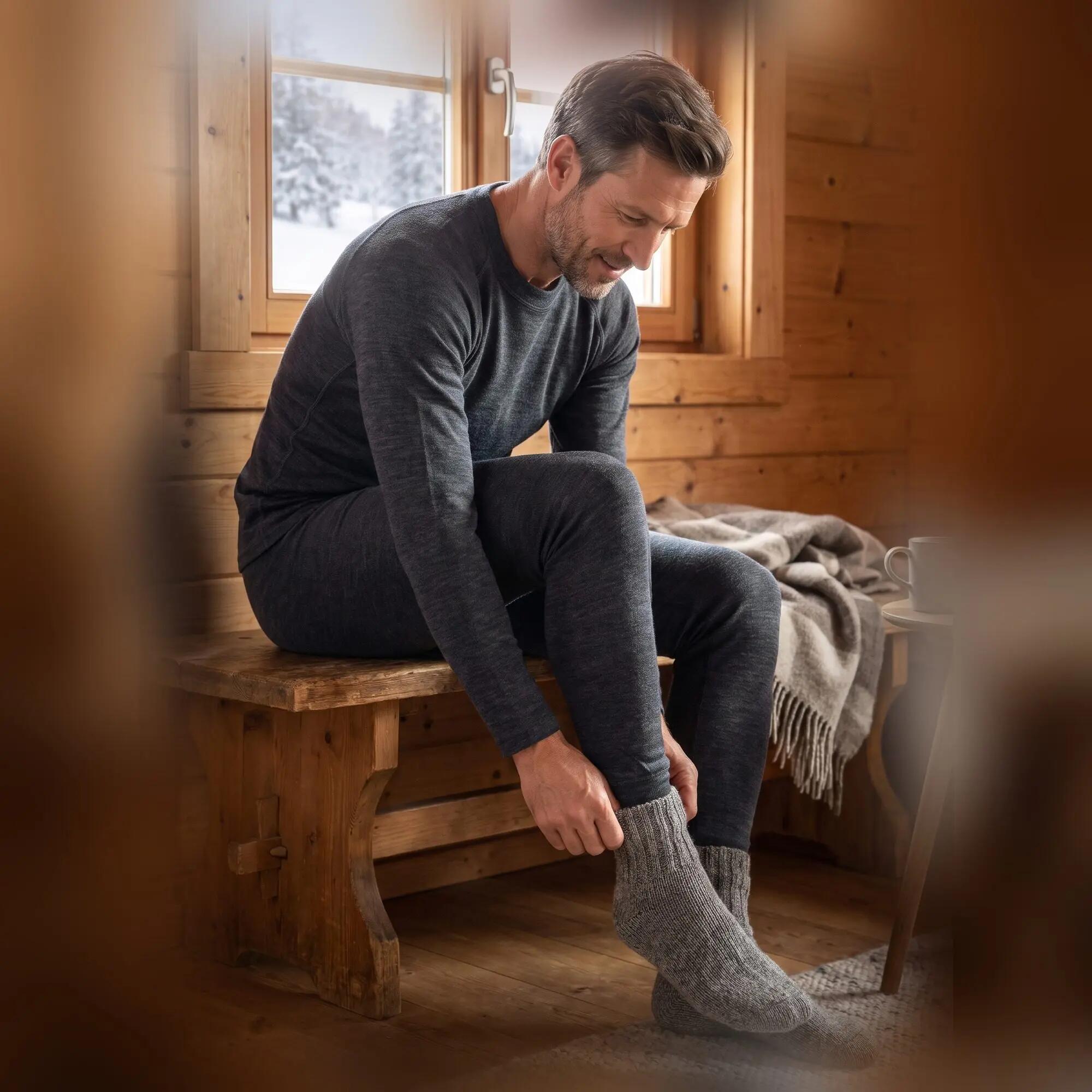 Herren Ski lange Unterhose Baselayer elastischer Bund Baumwollmix 2er Pack 4/5