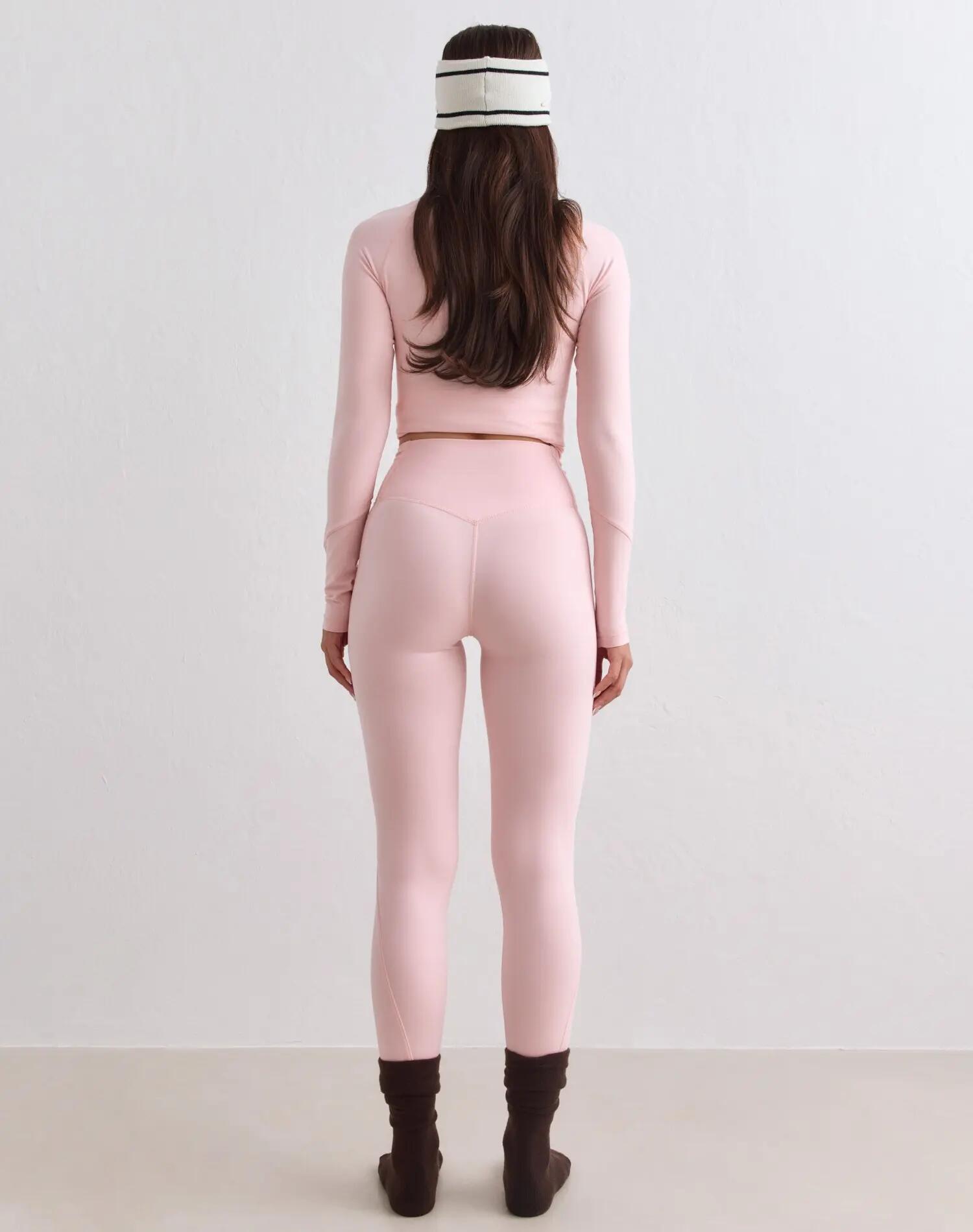 Damskie leginsy wysoki stan odprowadzające wilgoć 4-way stretch Baselayer róż 2/5