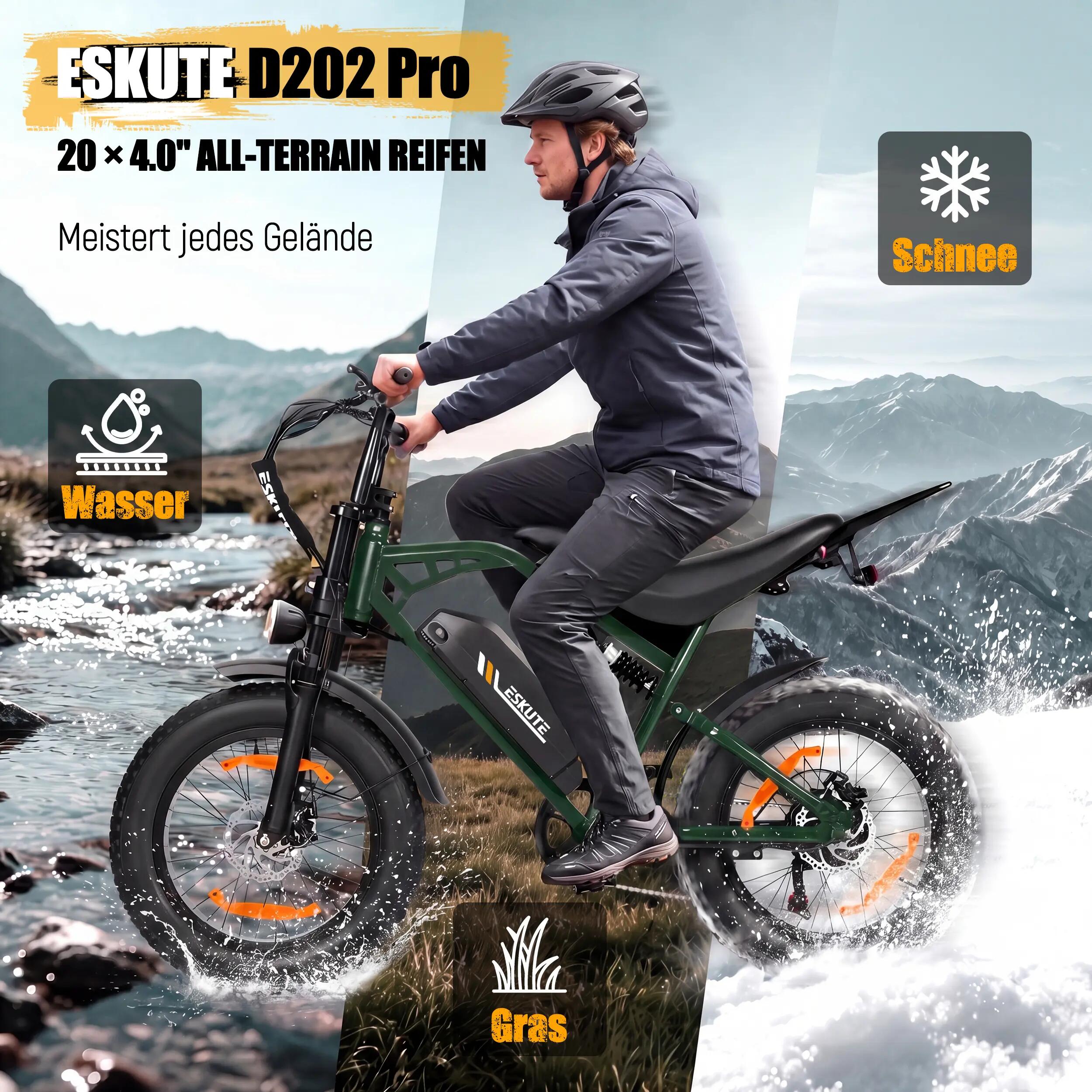 Elektrický bicykel Eskute V202 pre dospelých, 20-palcové pneumatiky 3/9