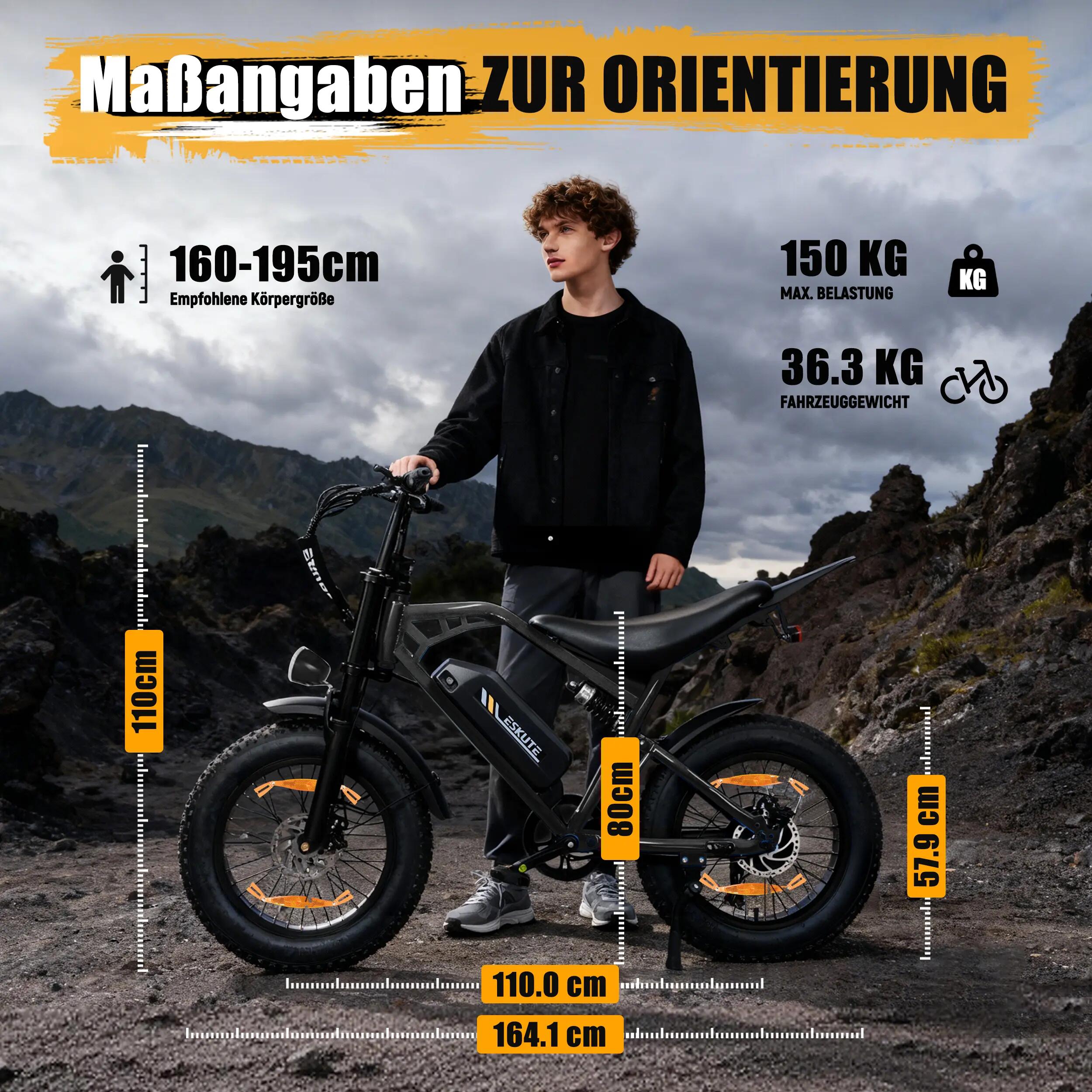 Elektrický bicykel Eskute V202 pre dospelých, 20-palcové pneumatiky 2/9