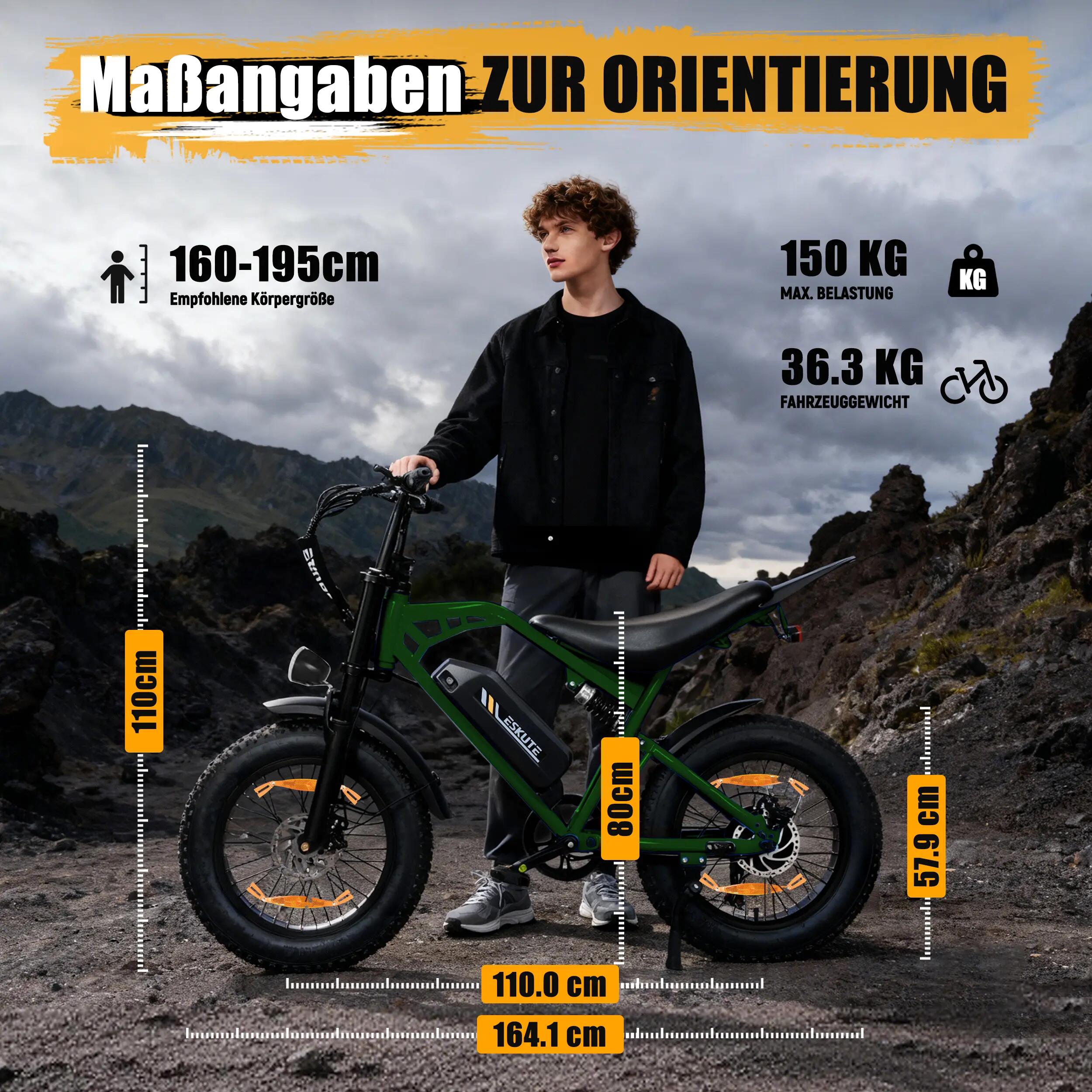 Elektrický bicykel Eskute V202 pre dospelých, 20-palcové pneumatiky 2/9