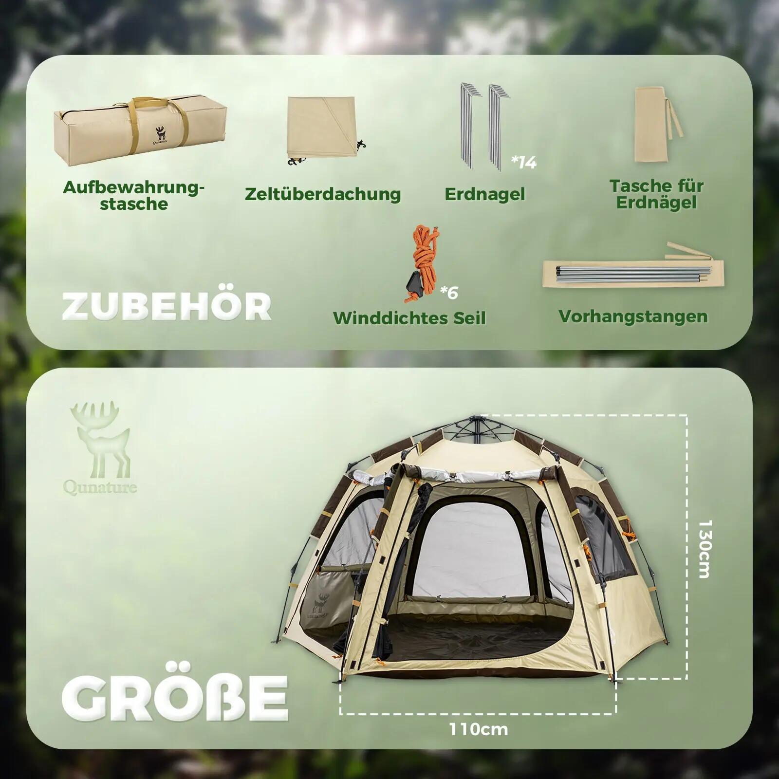 Tente de camping Qunature 2 personnes pop-up dôme étanche 8/11