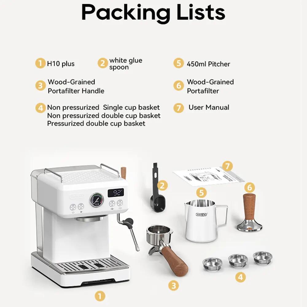 Hibrew H10 Plus poloautomatický espresso kávovar, 20 barov 10/11