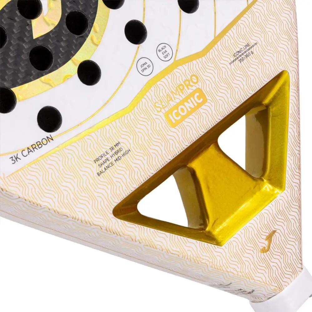 Padelracket - Padel - Unisex - Power en spin - Slam Pro Iconic - wit/goud 4/5