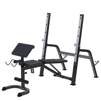 Halterbank met Squat Rack - Haltersteunen met 6 standen - Zwart