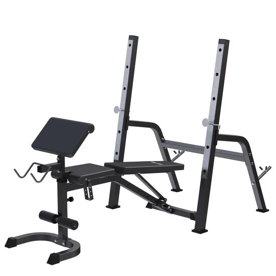 Halterbank met Squat Rack - Haltersteunen met 6 standen - Zwart