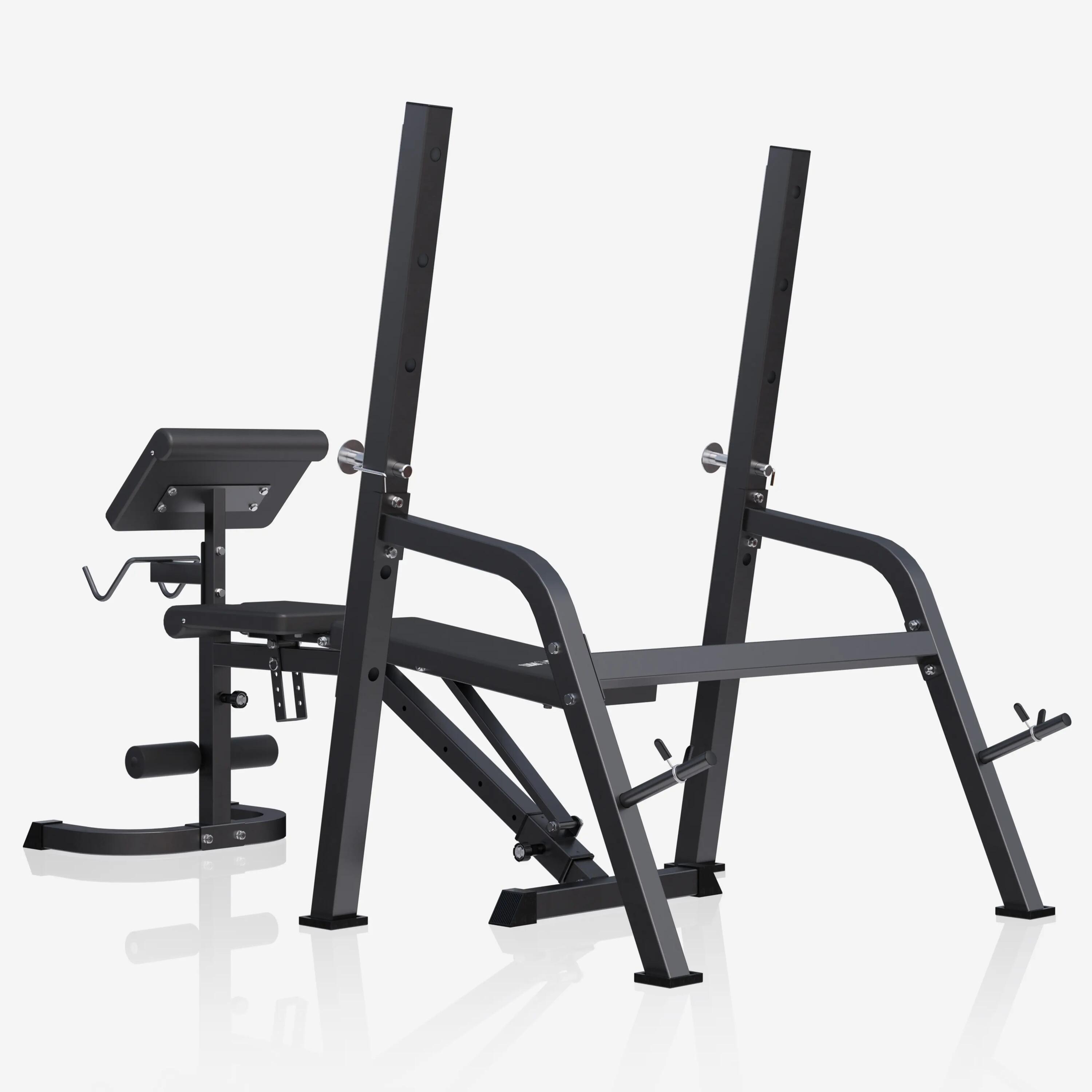 BANC DE MUSCULATION AVEC REPOSE BARRE SÉPARÉ | MUSCULATION | NOIR OU BLANC 3/12