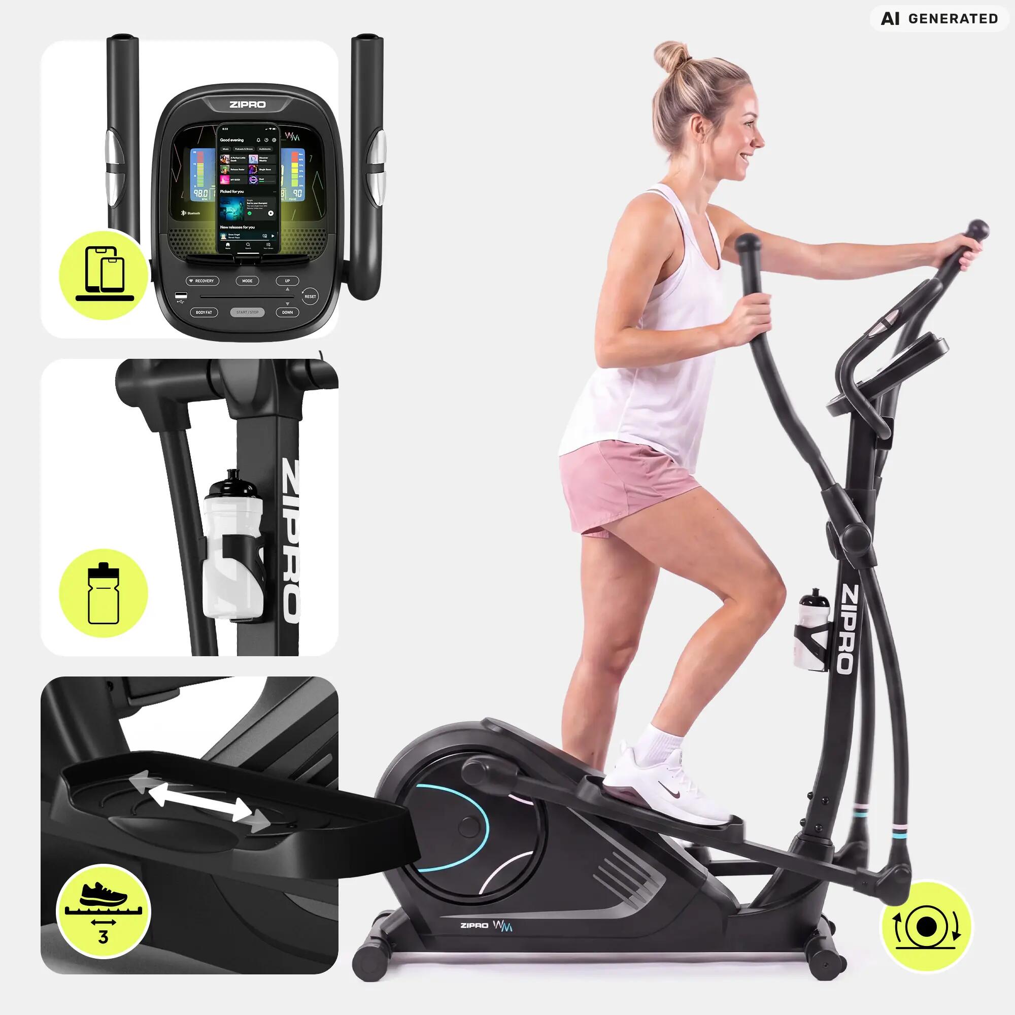 Elektromagnetický eliptický trenažér Zipro Heat WM, iConsole+ a Kinomap 7/13