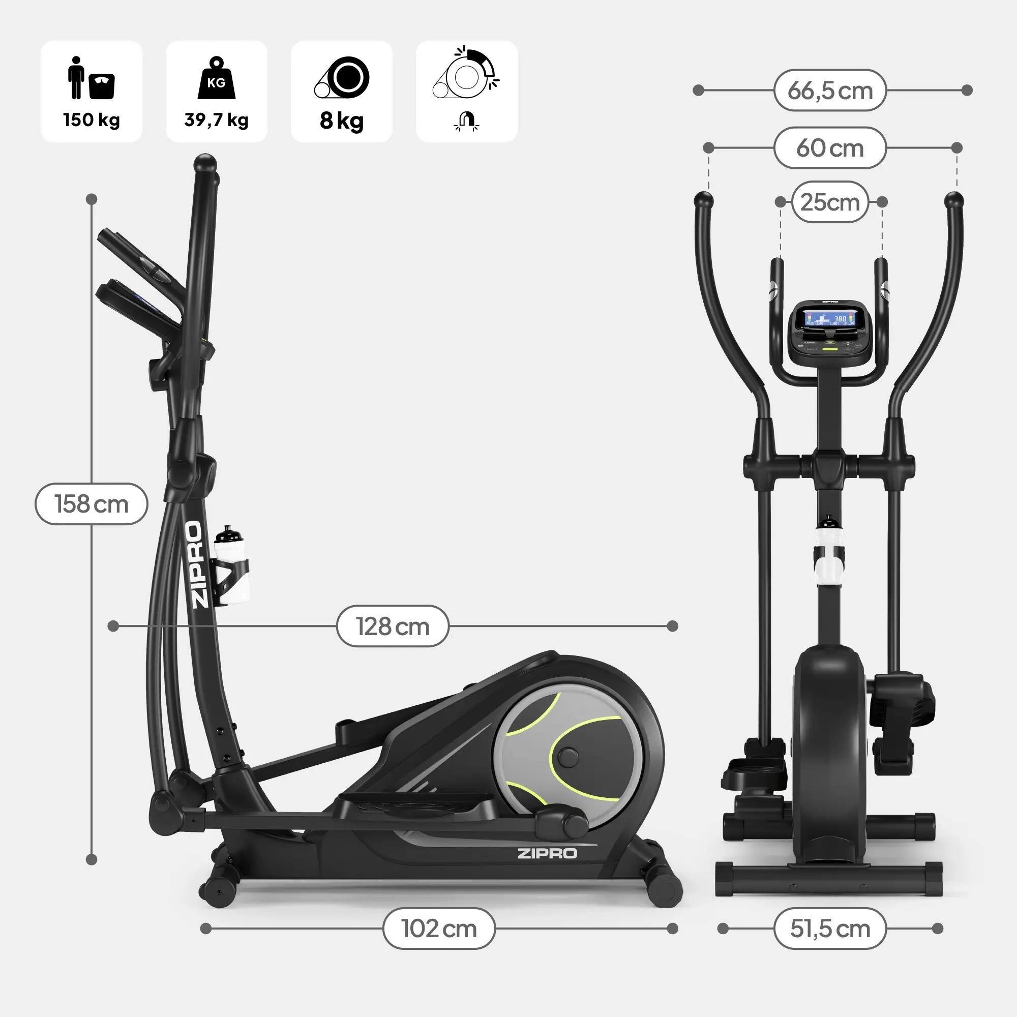 Elektromagnetický eliptický trenažér ZIPRO Heat, iConsole+, Kinomap 5/13