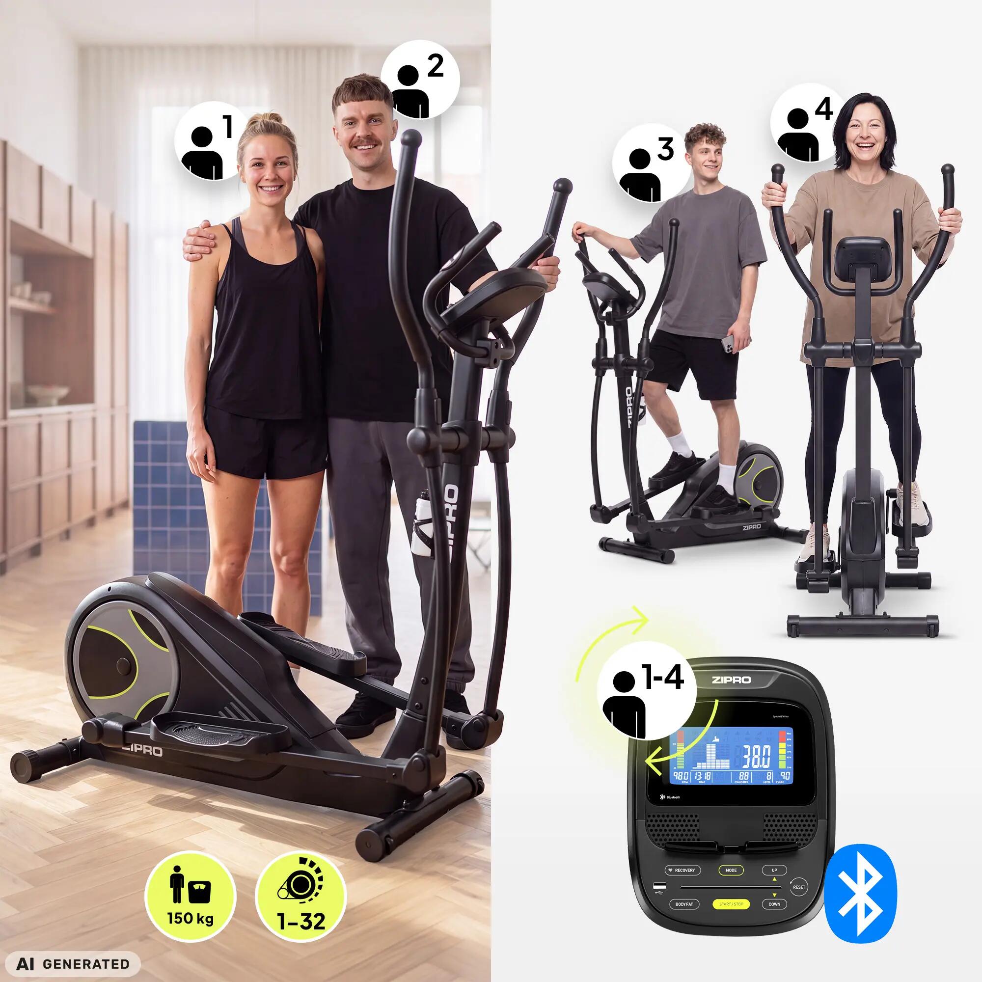 Elektromagnetický eliptický trenažér ZIPRO Heat, iConsole+, Kinomap 2/13