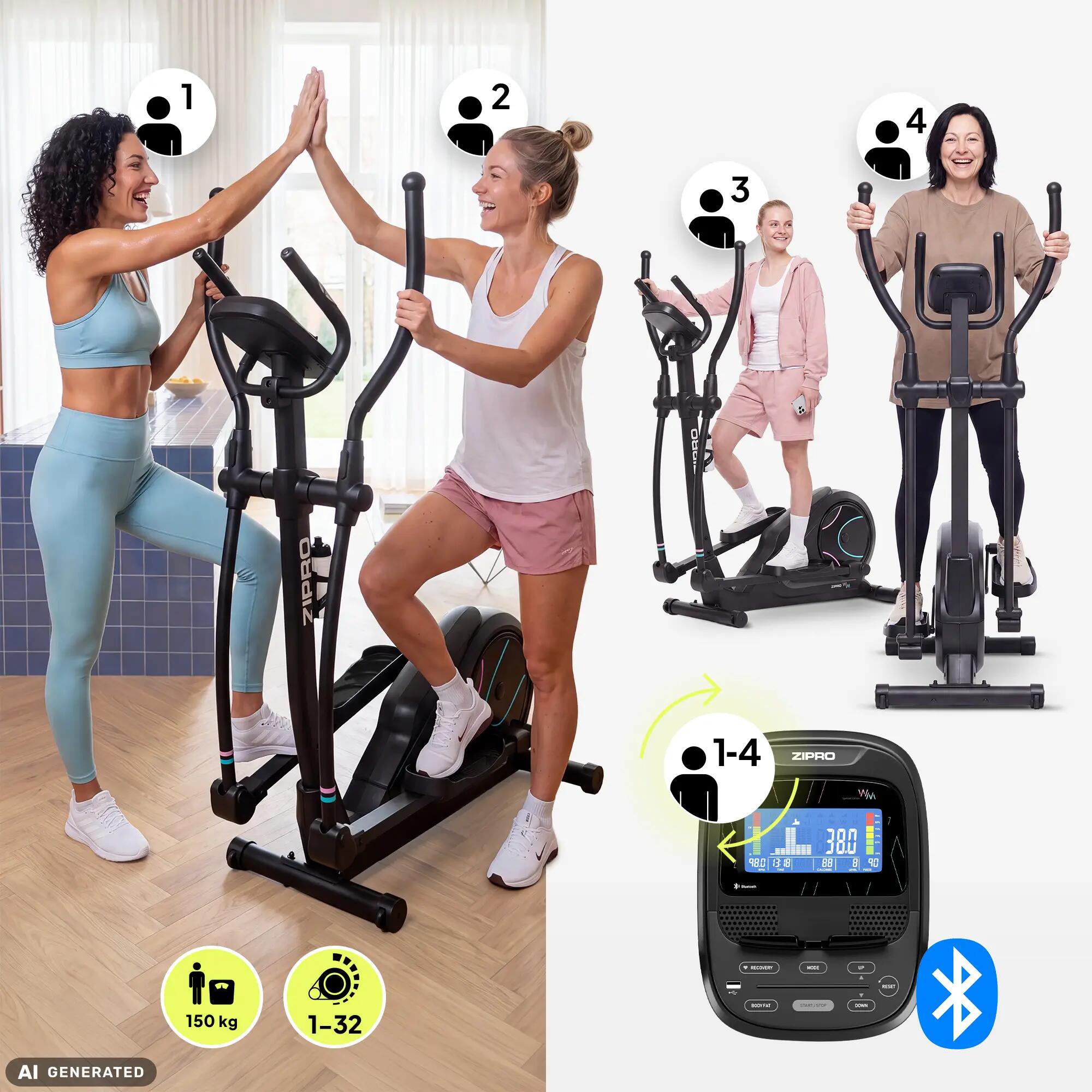 Elektromagnetický eliptický trenažér Zipro Heat WM, iConsole+ a Kinomap 2/13