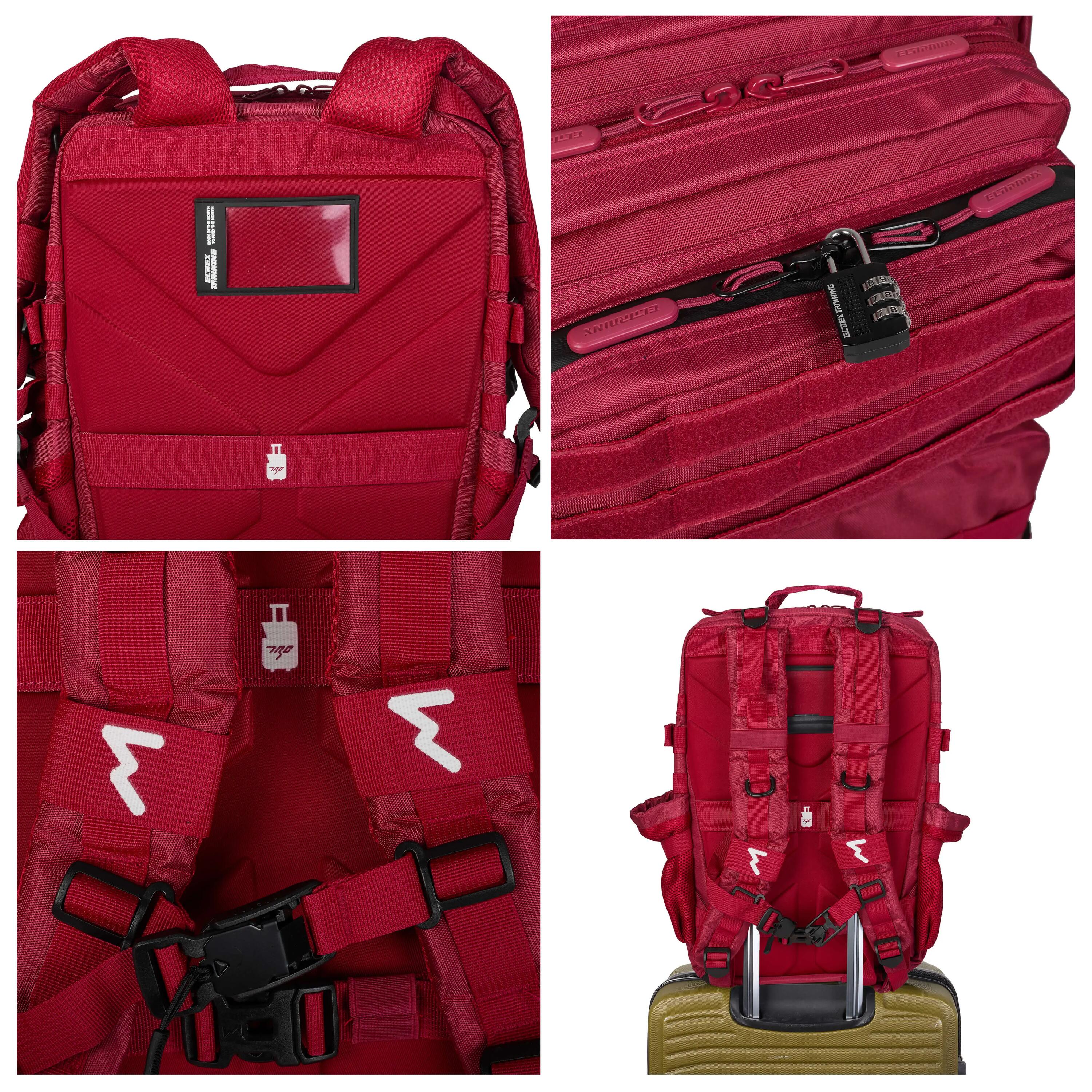 Mochila Elitex V1 Rojo 45L Cabina Entrenamiento Repelente Agua 4/7